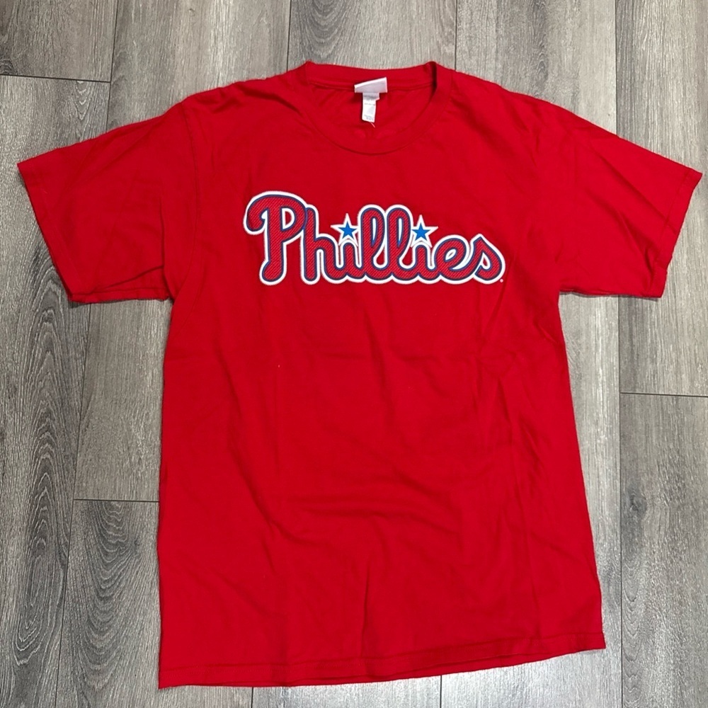 Majestic Philadelphia Phillies Bright Red T-Shirt #17 Hoskins